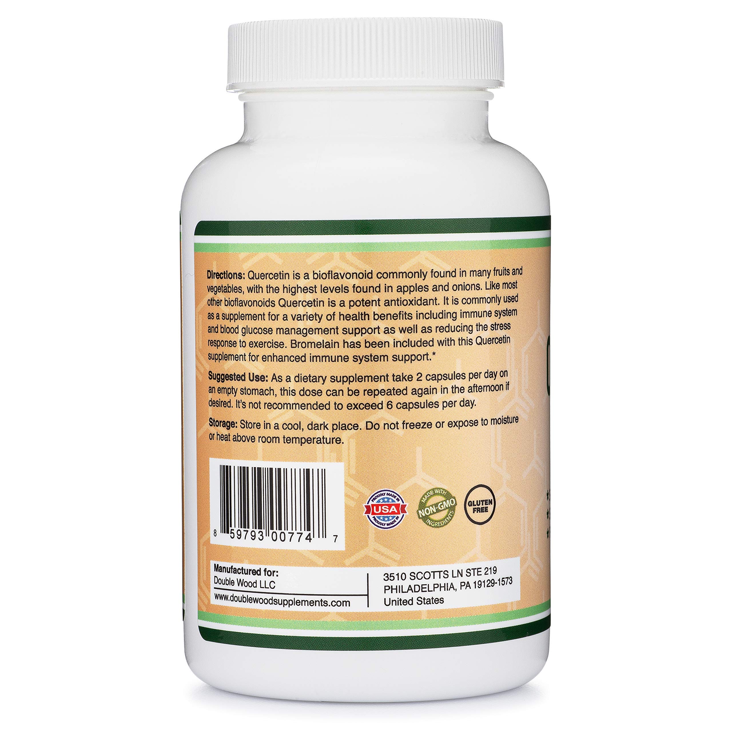 Double Wood Supplements Quercetin and Zinc Bundle - Support Immune System Health (120 Count Quercetin and 300 Count Zinc) - Image 6