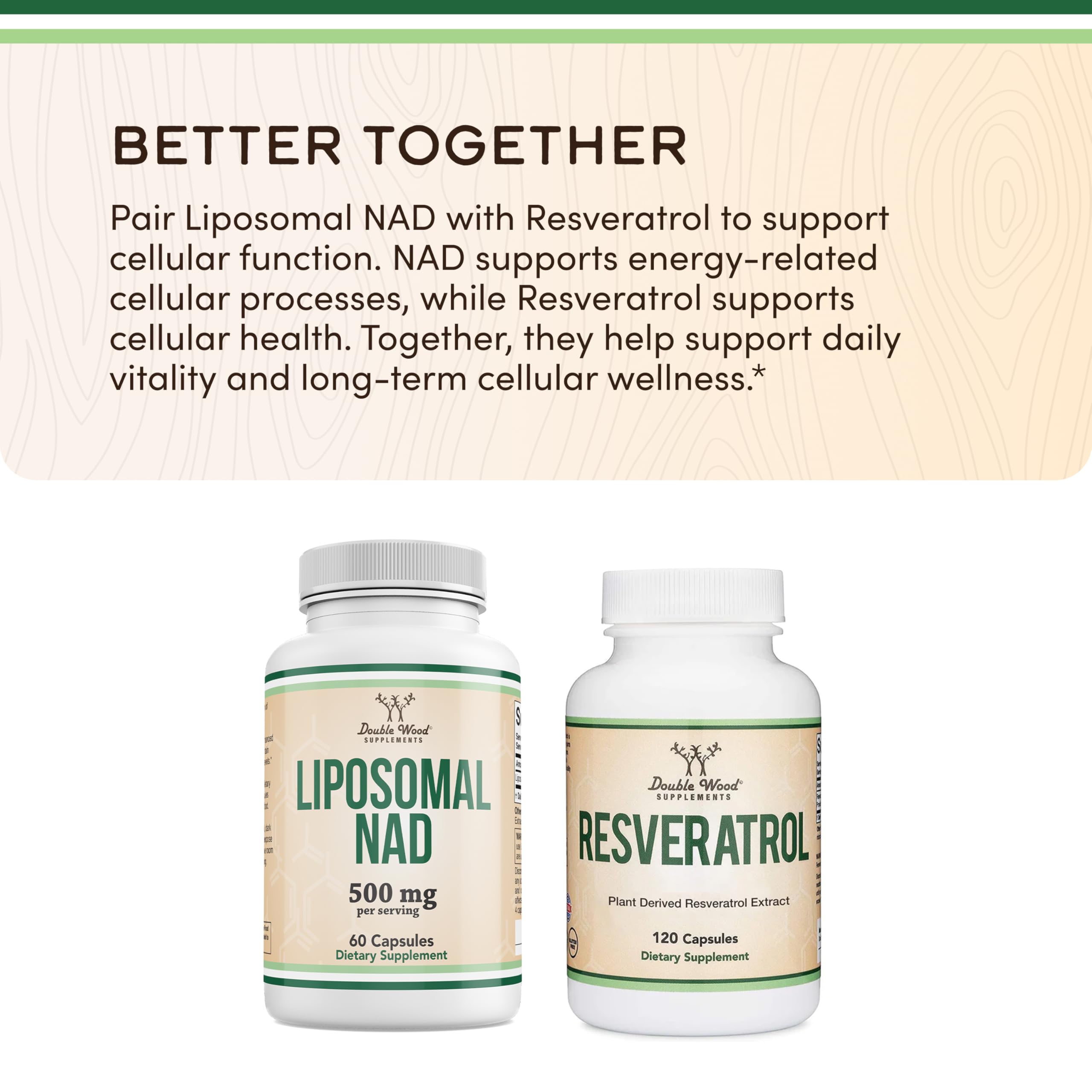 Liposomal NAD Supplement for Anti Aging and Cell Support (500mg of Liposomal NAD+ Per Serving, 30 Day Supply) - Third Party Tested, Vegan Safe, Non-GMO by Double Wood - Image 5