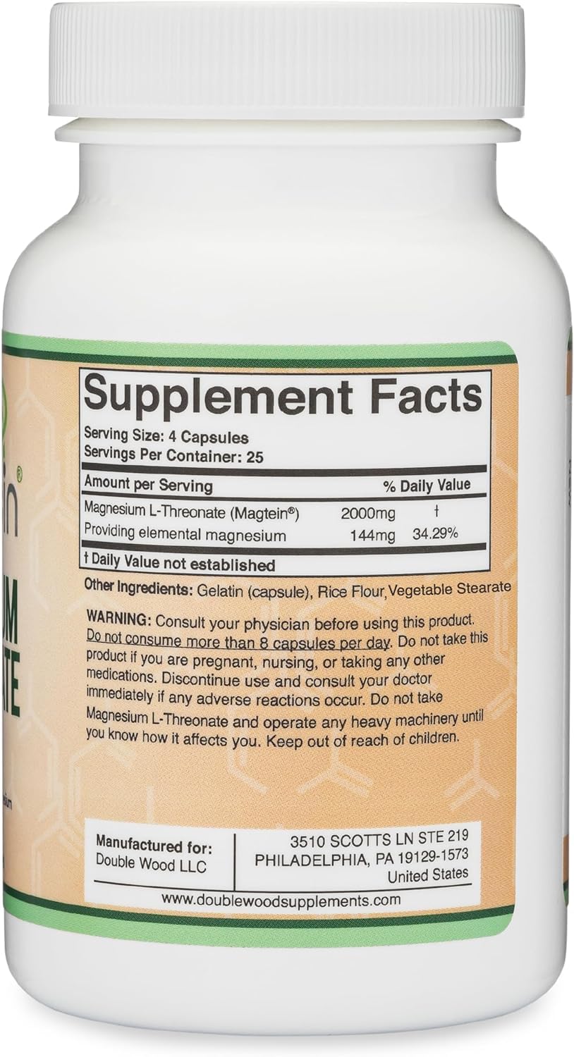 Magnesium L Threonate, Magtein - NSF Certified - Sleep and Cognitive Support – High Absorption – Most Bioavailable Form of Magnesium – 2,000 mg – 120 Capsules - Image 5