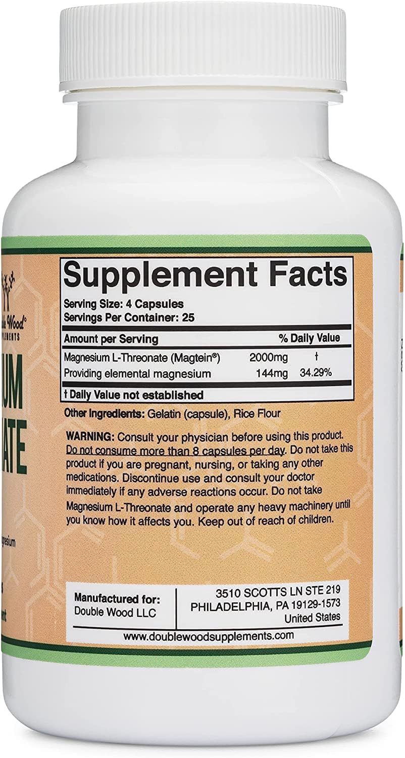 Magnesium L Threonate, Magtein™, Sleep and Cognitive Support – High Absorption – Most Bioavailable Form of Magnesium – 2,000 mg – 100 Capsules - Image 4